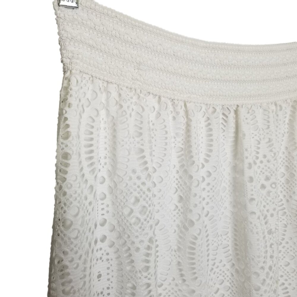 Magic Medium Skirt Knit Lace Cutout Hippie BoHo Romantic Maxi Stretch Waist - Picture 4 of 6